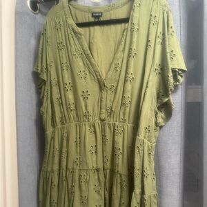 Torrid Green Eyelet V-Neck Top